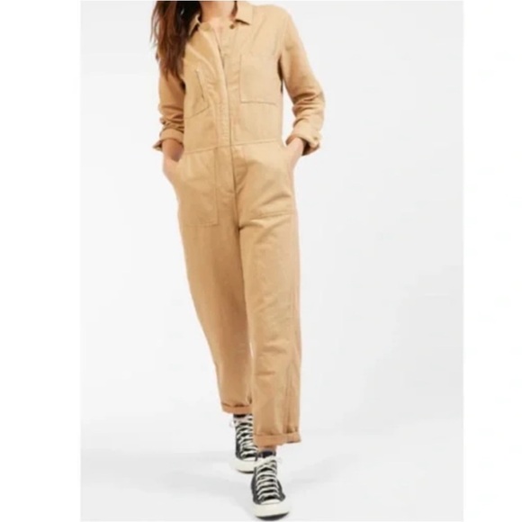 Outerknown Long Sleeve Zip Utility Station Jumpsuit Organic Cotton/Linen NWT - Picture 2 of 11
